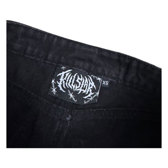 KILL STAR Flare Black Denim Punk Emo Goth Pants Jeans Womens 4 /Small - Picture 3 of 8